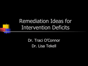 Remediation Ideas for Intervention Deficits Dr. Traci O’Connor Dr. Lisa Tekell