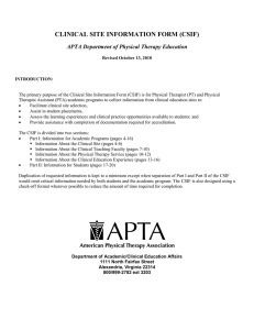 CLINICAL SITE INFORMATION FORM APTA Department of Physical Therapy Education