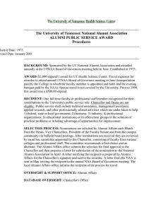 The University of Tennessee National Alumni Association ALUMNI PUBLIC SERVICE AWARD Procedures