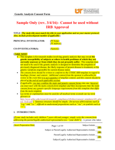 Sample Only (rev. 3/4/16)– Cannot be used without IRB Approval