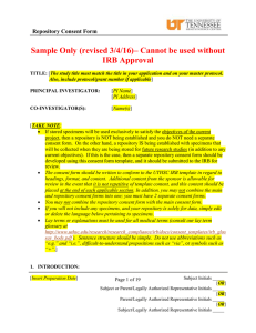 Sample Only (revised 3/4/16)– Cannot be used without IRB Approval