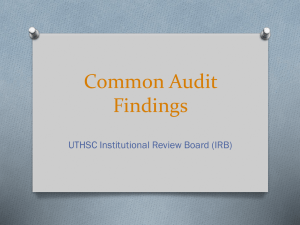 Common Audit Findings UTHSC Institutional Review Board (IRB)