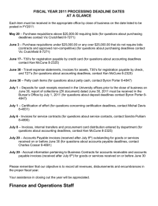 FISCAL YEAR 2011 PROCESSING DEADLINE DATES AT A GLANCE