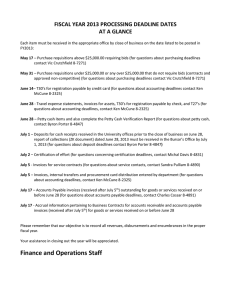 FISCAL YEAR 2013 PROCESSING DEADLINE DATES AT A GLANCE