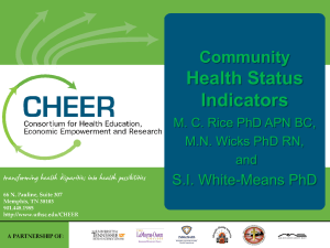 Health Status Indicators Community S.I. White-Means PhD