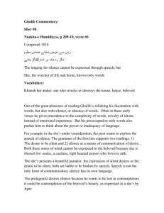 Ghalib Commentary: Sher #8 Nuskha-e Hamidiyya, p 209-10, verse #6 Composed 1816