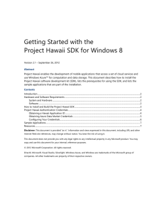 Getting Started with the Project Hawaii SDK for Windows 8