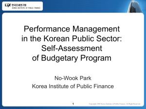 Performance Management in the Korean Public Sector: Self-Assessment of Budgetary Program