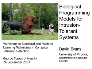 Biological Programming Models for Intrusion-