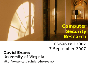 Computer Security Research David Evans