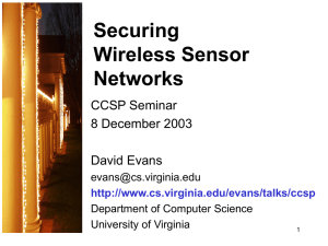 Securing Wireless Sensor Networks CCSP Seminar