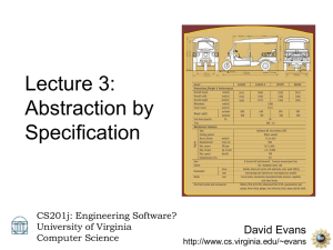 Lecture 3: Abstraction by Specification David Evans