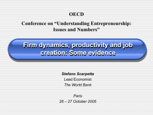 Firm dynamics, productivity and job creation: Some evidence OECD Conference on “Understanding Entrepreneurship: