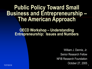 Public Policy Toward Small Business and Entrepreneurship – The American Approach