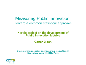 Measuring Public Innovation: Toward a common statistical approach Public Innovation Metrics