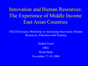 Innovation and Human Resources: The Experience of Middle Income East Asian Countries