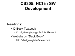 CS305: HCI in SW Development Readings: • ID-Book Textbook