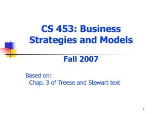 CS 453: Business Strategies and Models Fall 2007 Based on:
