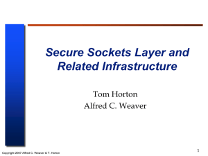 Secure Sockets Layer and Related Infrastructure Tom Horton Alfred C. Weaver
