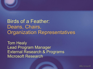 Birds of a Feather: Deans, Chairs, Organization Representatives Tom Healy