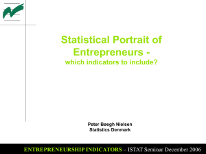 Statistical Portrait of Entrepreneurs - which indicators to include? ENTREPRENEURSHIP INDICATORS