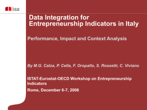 Data Integration for Entrepreneurship Indicators in Italy Performance, Impact and Context Analysis
