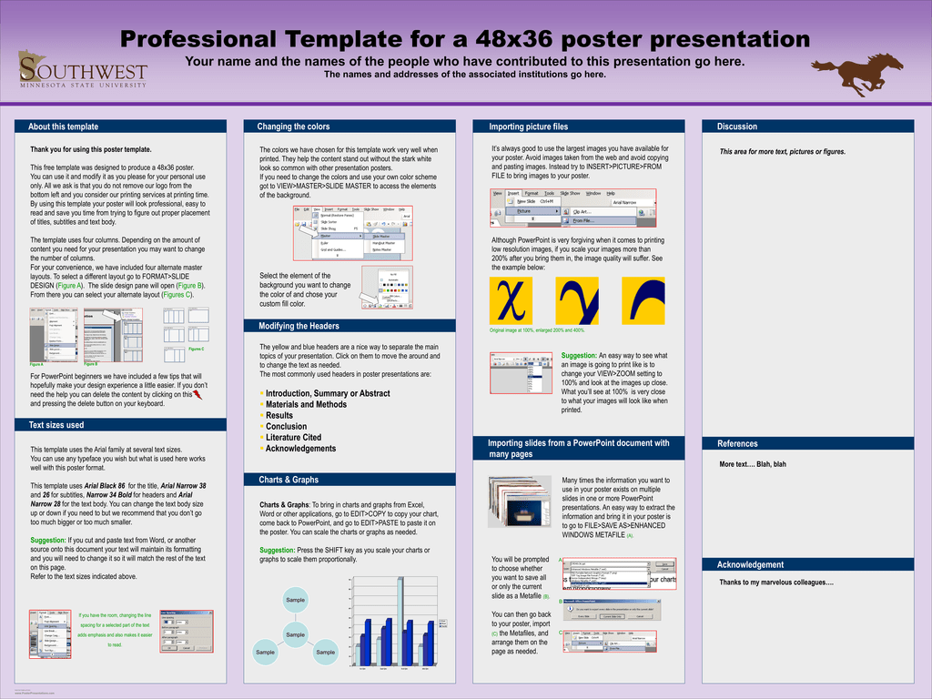 S Professional Template for a 48x36 poster presentation OUTHWEST