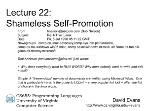 Lecture 22: Shameless Self-Promotion