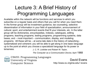 Lecture 3: A Brief History of Programming Languages