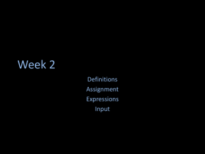 Week 2 Definitions Assignment Expressions