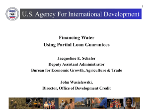 U.S. Agency For International Development Financing Water Using Partial Loan Guarantees