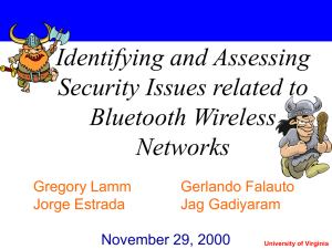 Identifying and Assessing Security Issues related to Bluetooth Wireless Networks