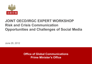 JOINT OECD/IRGC EXPERT WORKSHOP Risk and Crisis Communication
