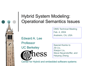 Hybrid System Modeling: Operational Semantics Issues Edward A. Lee Professor