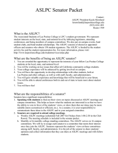 ASLPC Senator Packet What is the ASLPC?