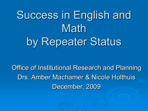 Success in English and Math by Repeater Status