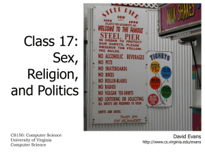 Class 17: Sex, Religion, and Politics