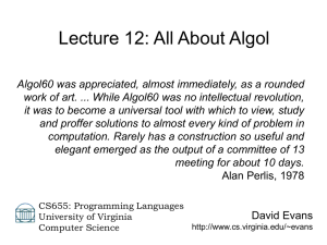 Lecture 12: All About Algol