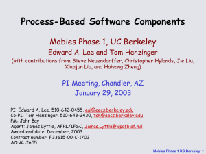 Process-Based Software Components Mobies Phase 1, UC Berkeley
