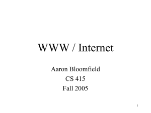 WWW / Internet Aaron Bloomfield CS 415 Fall 2005