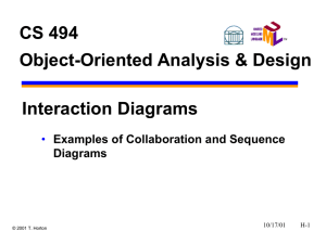 CS 494 Object-Oriented Analysis &amp; Design Interaction Diagrams •