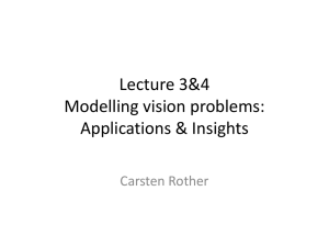 Lecture 3&amp;4 Modelling vision problems: Applications &amp; Insights Carsten Rother