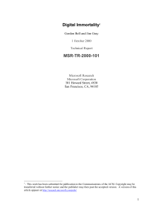Digital Immortality MSR-TR-2000-101  Gordon Bell and Jim Gray