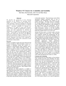 Windows NT Clusters for Availability and Scalabilty Microsoft Corporation