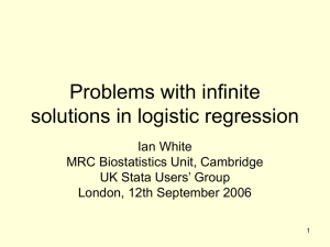 Problems with infinite solutions in logistic regression Ian White MRC Biostatistics Unit, Cambridge