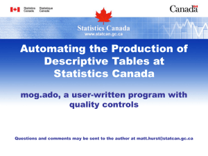 Automating the Production of Descriptive Tables at Statistics Canada