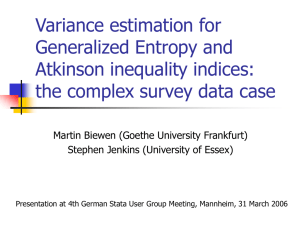 Variance estimation for Generalized Entropy and Atkinson inequality indices: