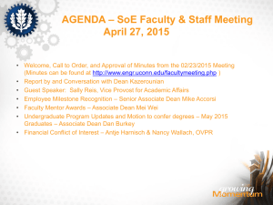 – SoE Faculty &amp; Staff Meeting AGENDA April 27, 2015