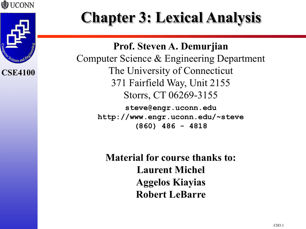 Chapter 3: Lexical Analysis