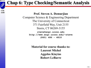 Chap 6: Type Checking/Semantic Analysis